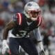 New England Patriots cornerback Jonathan Jones plays against the Philadelphia Eagles during the first half of an NFL football game, Sunday, Sept. 10, 2023, in Foxborough, Mass. (AP Photo/Michael Dwyer)