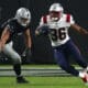 New England Patriots running back Kevin Harris (36) runs the ball against the Las Vegas Raiders during the first half of an NFL preseason football game, Friday, Aug. 26, 2022, in Las Vegas. (AP Photo/Rick Scuteri)