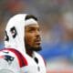 New England Patriots quarterback Cam Newton (1) during the first half of an NFL preseason football game against the New York Giants Sunday, Aug. 29, 2021, in East Rutherford, N.J. (AP Photo/Noah K. Murray)