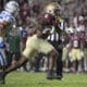 Florida State tight end Jaheim Bell (6) runs after catching a pass in front of Duke linebacker Cam Dillon (35) during the first half of an NCAA college football, Saturday, Oct. 21, 2023, in Tallahassee, Fla. (AP Photo/Phelan M. Ebenhack)